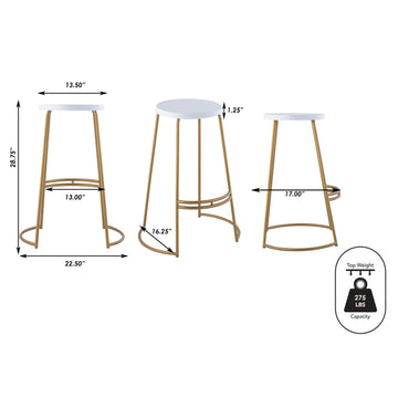Hula 28.75" Modern Designer Iron Curved Backless Bar Stool - JONATHAN Y